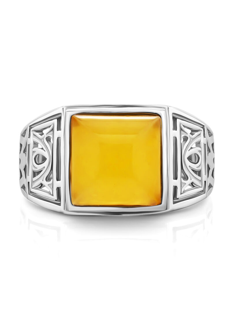 Ring with natural honey-colored amber Caesar 18.5 - Image 4