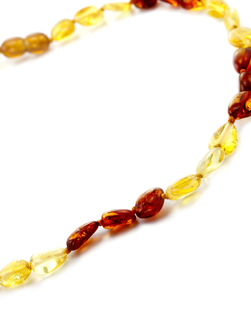 Short children's amber beads Small Olive in golden lemon and cherry color - Image 4