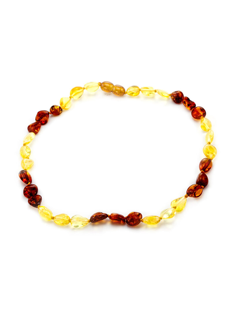 Short children's amber beads Small Olive in golden lemon and cherry color - Image 3