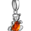 Small pendant for a girl Dog Cat Teddy Bear with cognac amber - Image 3