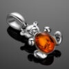Small pendant for a girl Dog Cat Teddy Bear with cognac amber - Image 2