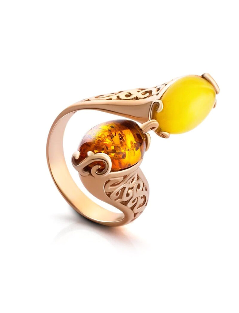 Spectacular ring with natural amber in two shades Casablanca 17 - Image 5