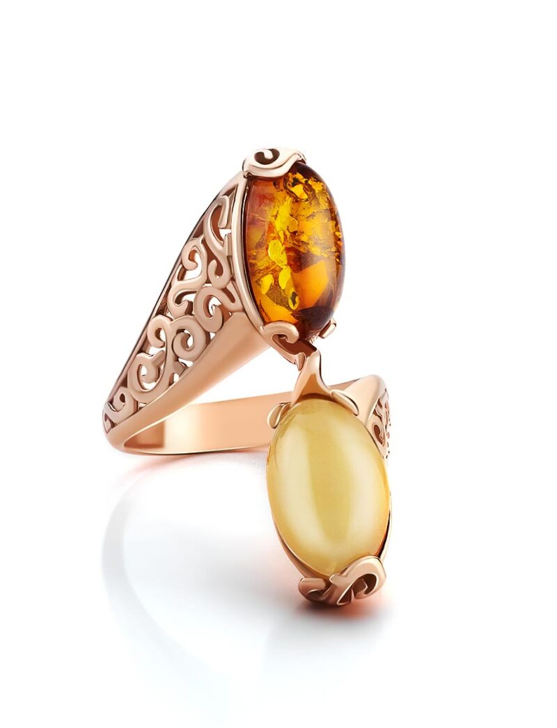 Spectacular ring with natural amber in two shades Casablanca 17 - Image 4