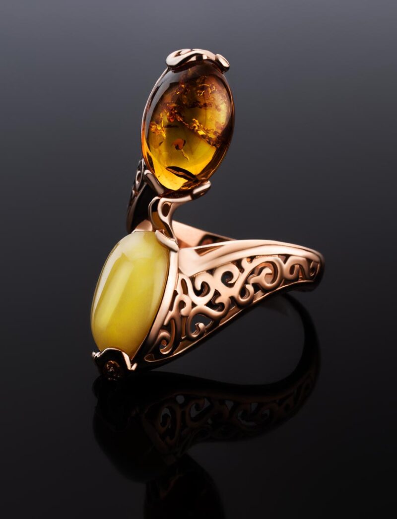 Spectacular ring with natural amber in two shades Casablanca 17 - Image 2