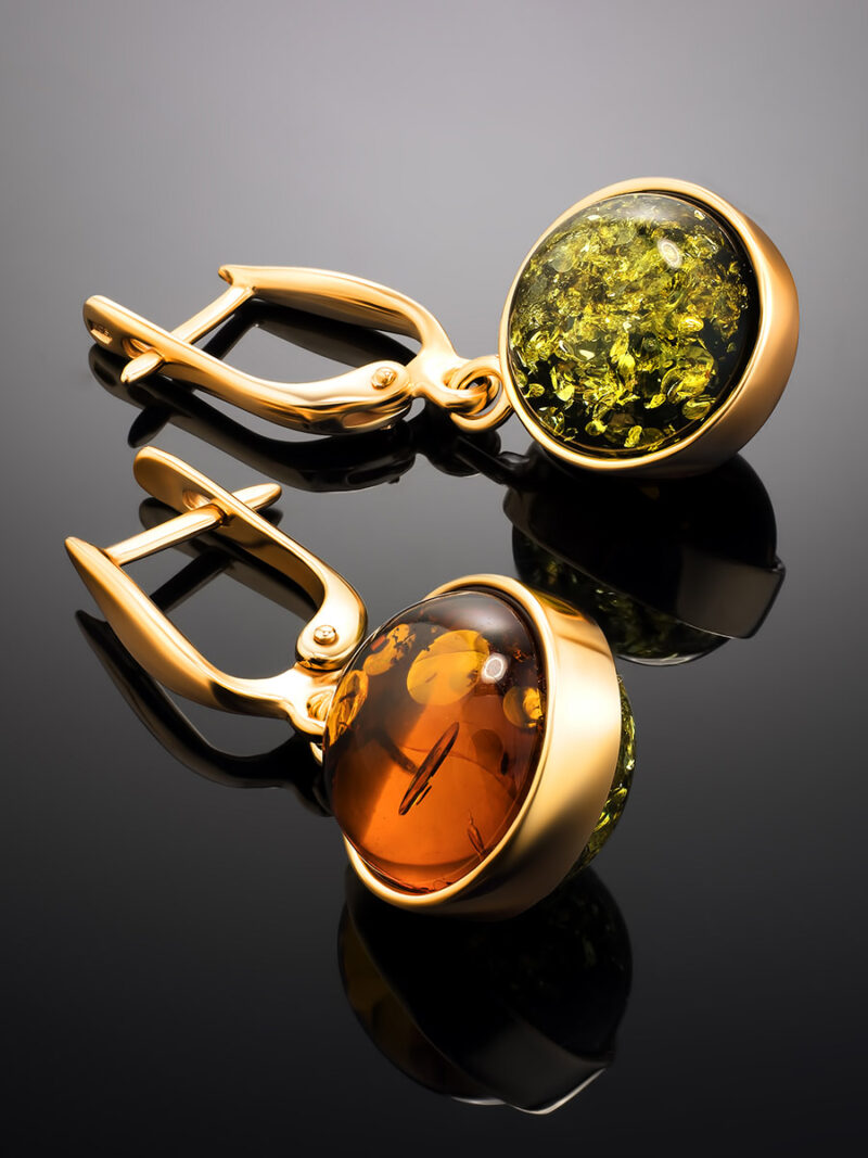 Unusual two-color amber earrings Sorbonne - Image 4