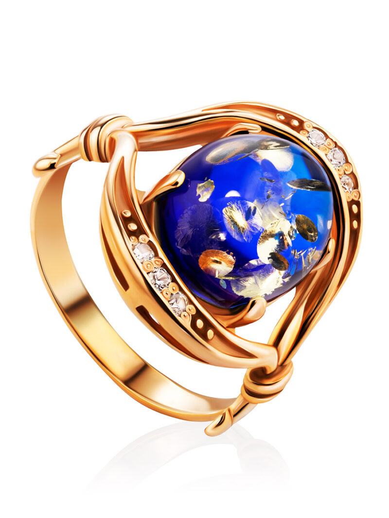 Luxurious blue amber ring Anbarin16.5 - Image 2