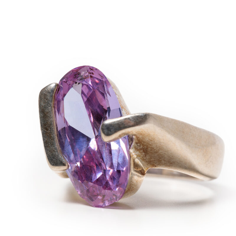 925 silver women’s ring with big amethyst stone size 18.5 - Image 5