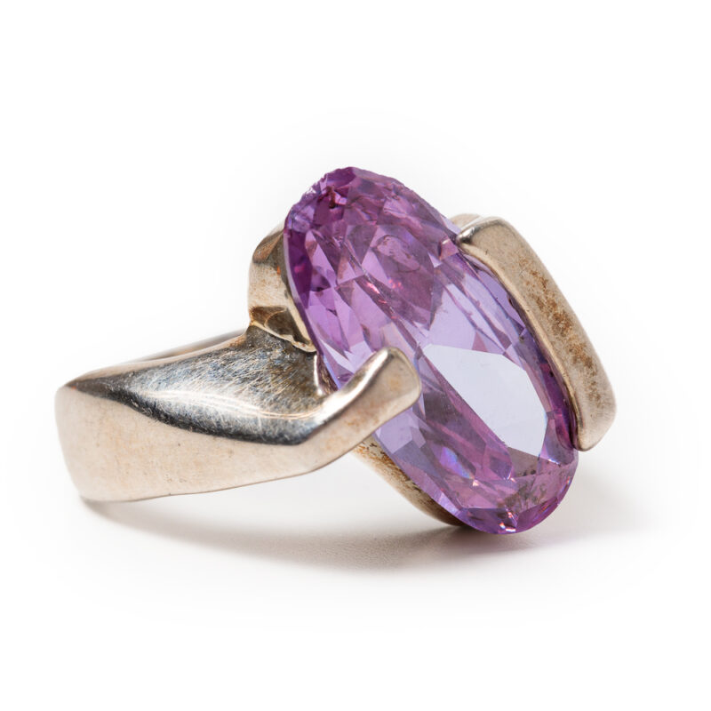 925 silver women’s ring with big amethyst stone size 18.5 - Image 4