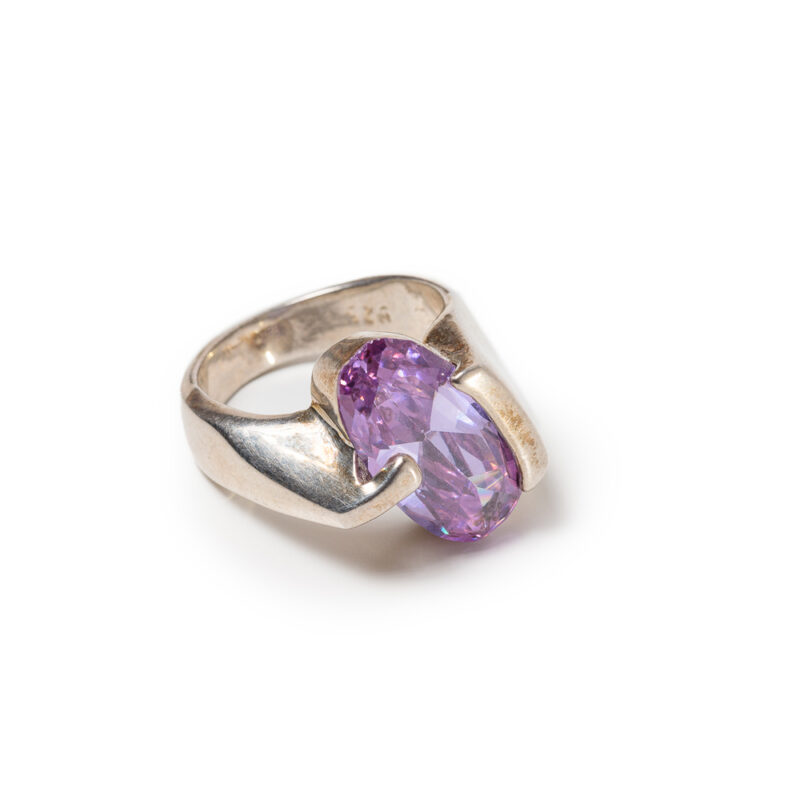 925 silver women’s ring with big amethyst stone size 18.5 - Image 3