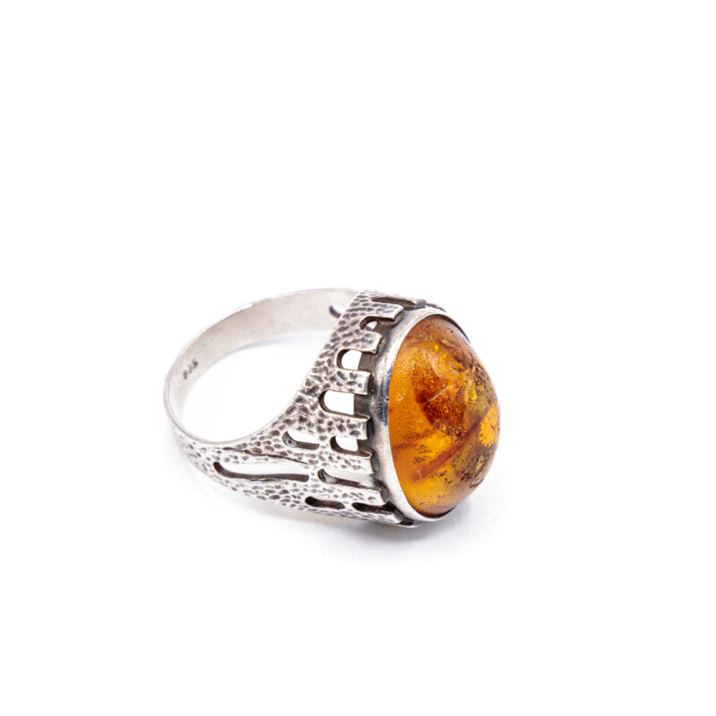 Cognac Baltic Amber Ring for Men - Image 4