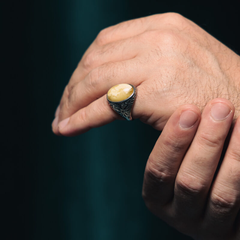 Yellow Baltic Amber Ring - Image 5