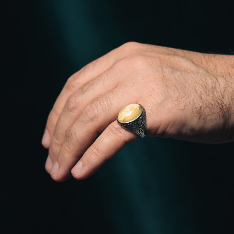 Yellow Baltic Amber Ring - Image 6