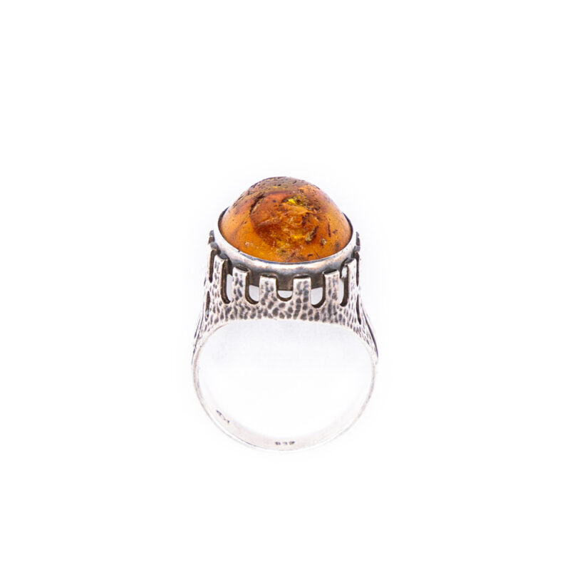 Cognac Baltic Amber Ring for Men