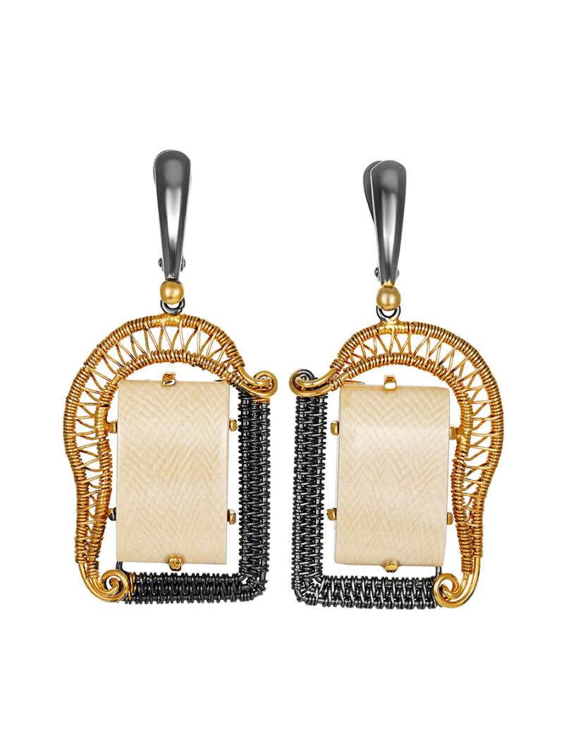 Stylish earrings with mammoth tusk Era