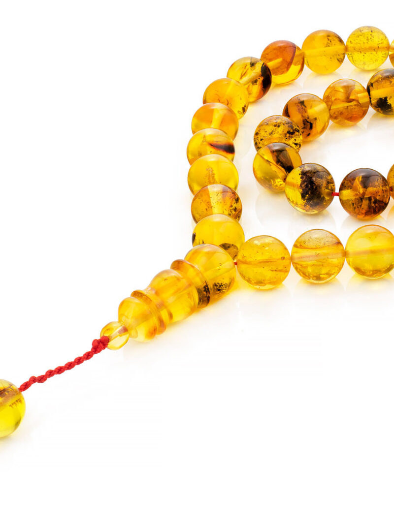 Muslim rosary made of 33 ball beads made of natural Baltic textured amber