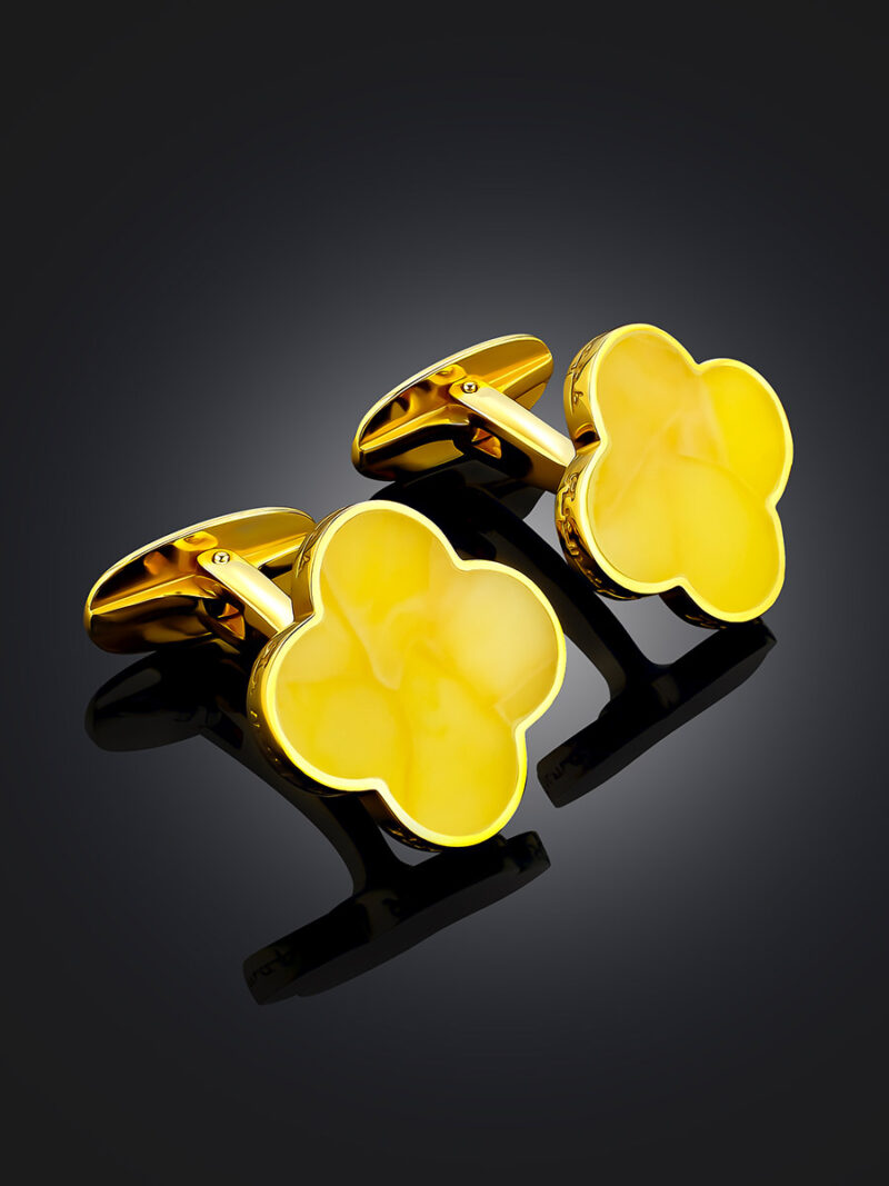 Bright cufflinks for double cuffs with honey amber Monaco - Image 2