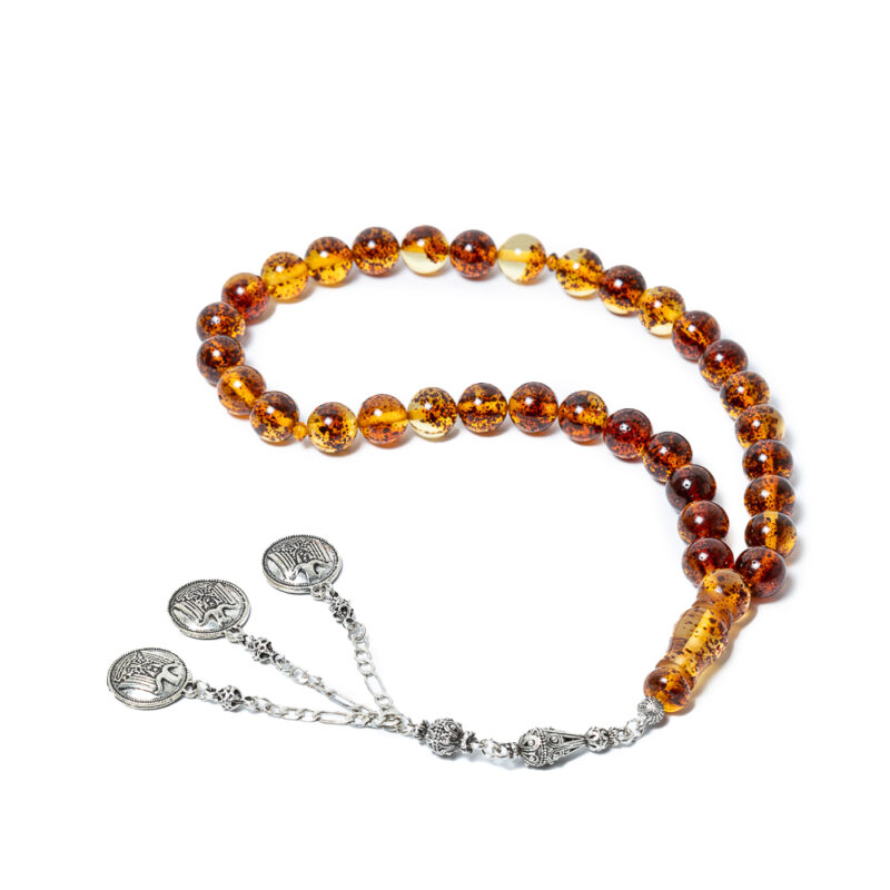 Pressed Baltic Amber rosary from Lithuania weight - Image 2