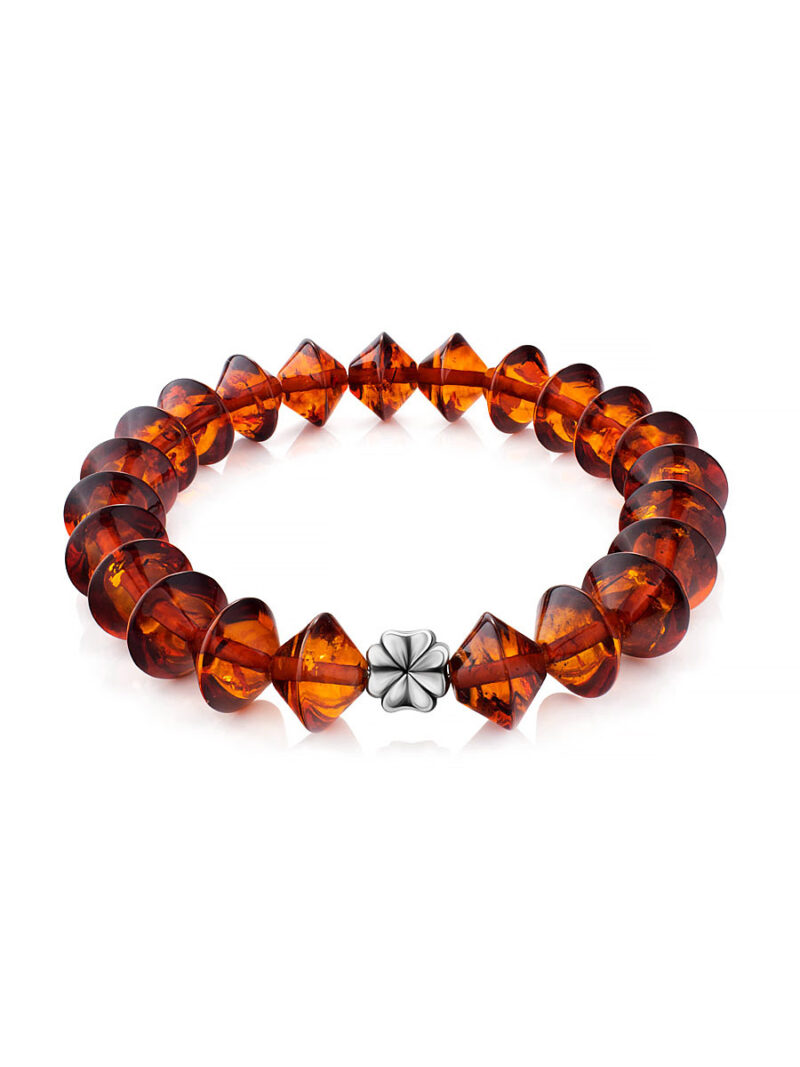 Bracelet Yula made of natural amber cognac color