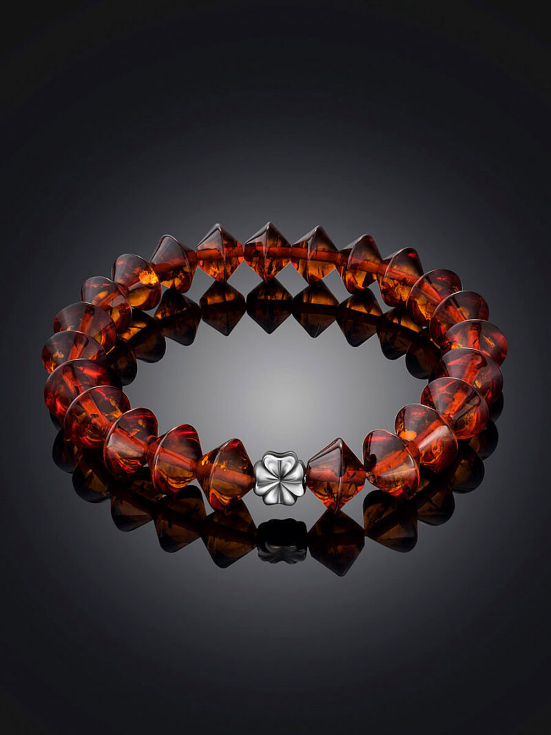 Bracelet Yula made of natural amber cognac color - Image 2