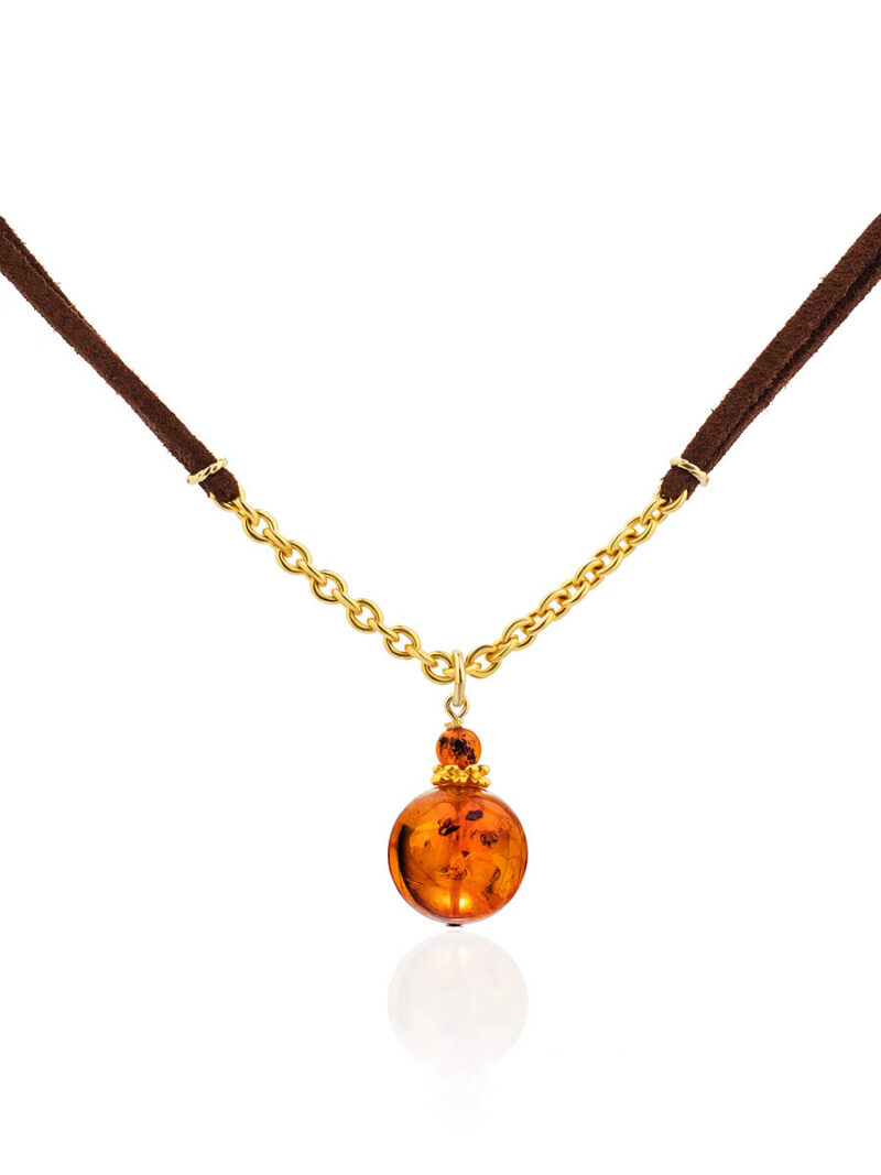 Choker necklace Jupiter with a ball pendant made of natural amber