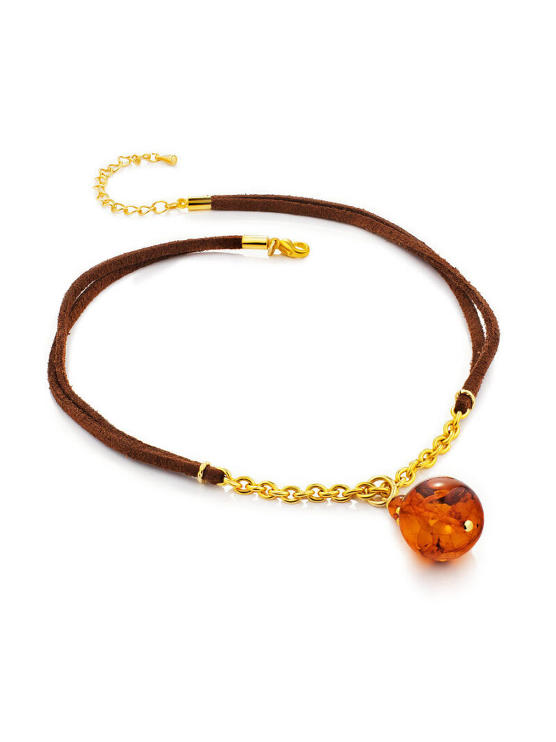 Choker necklace Jupiter with a ball pendant made of natural amber - Image 4