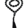 Glossy Muslim rosary with 33 olive beads made of natural molded black amber - Image 2