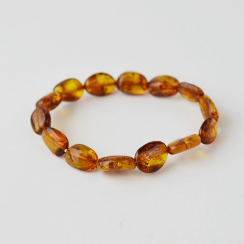 Polished natural amber bracelet olive cognac beads - Image 6