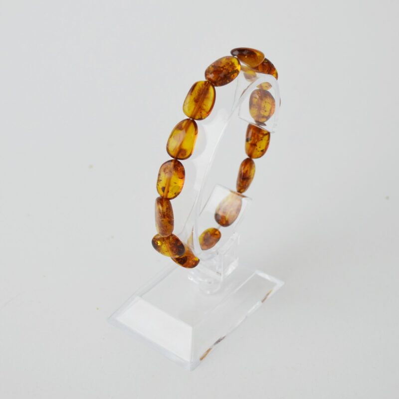 Polished natural amber bracelet olive cognac beads - Image 3