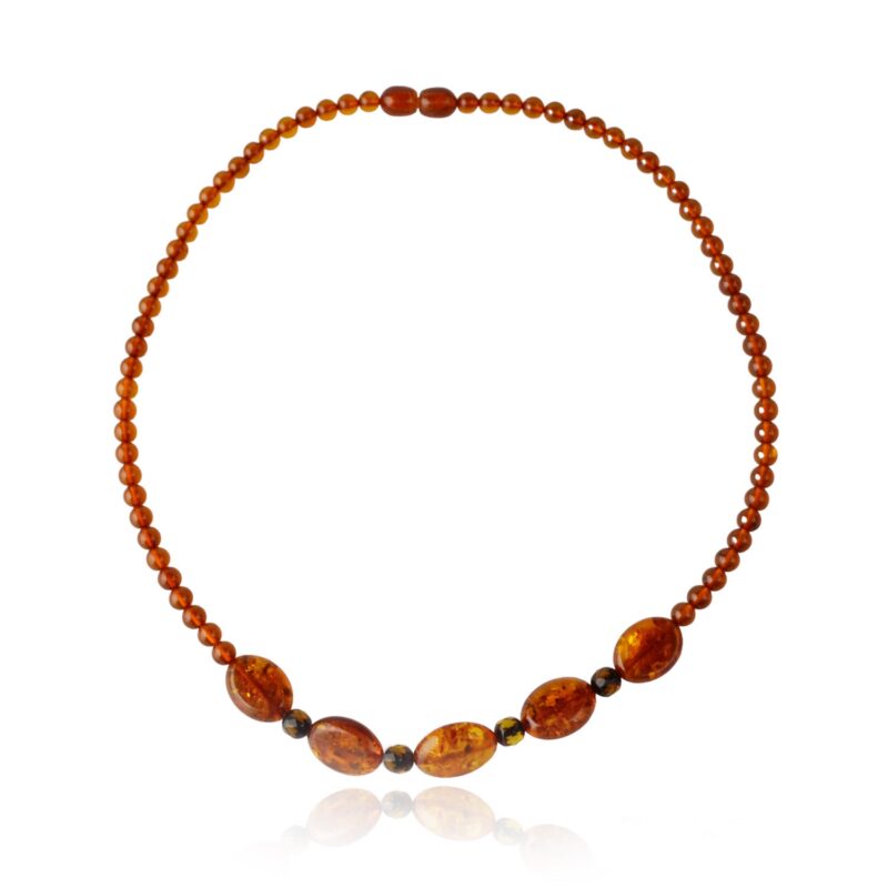 Natural polished cognac amber beads necklace