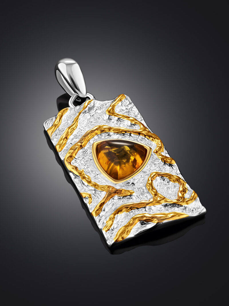 Luxurious Amber Eritrea wide ring, Texture pendant Original earrings - Image 6