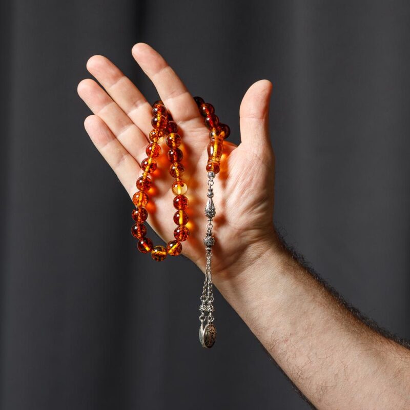 Pressed Baltic Amber rosary from Lithuania weight - Image 3