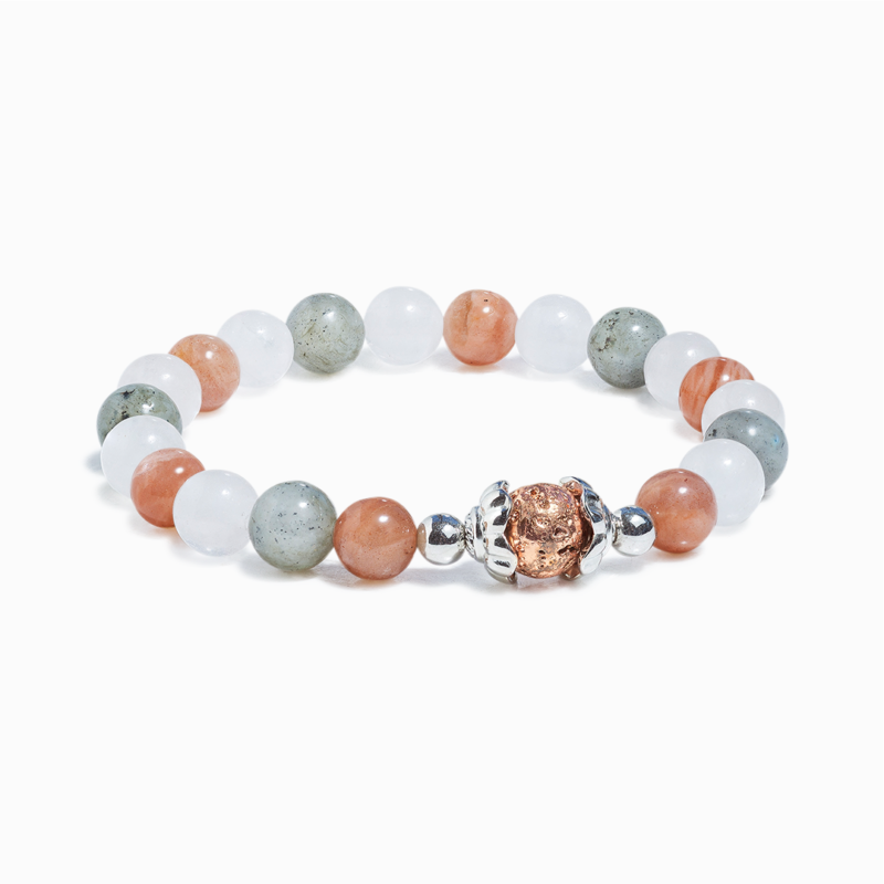 Peach Moonstone & White Jade 'Comfort' Bracelet - Image 4