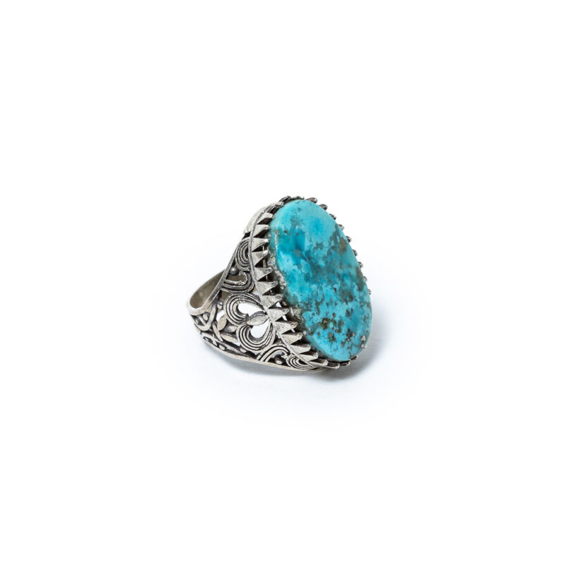 Silver Afghani Turquoise Stones Ring - Image 5