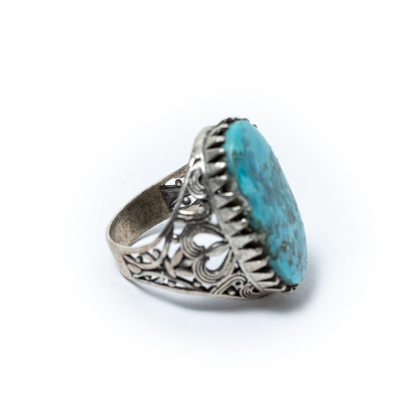 Silver Afghani Turquoise Stones Ring - Image 4