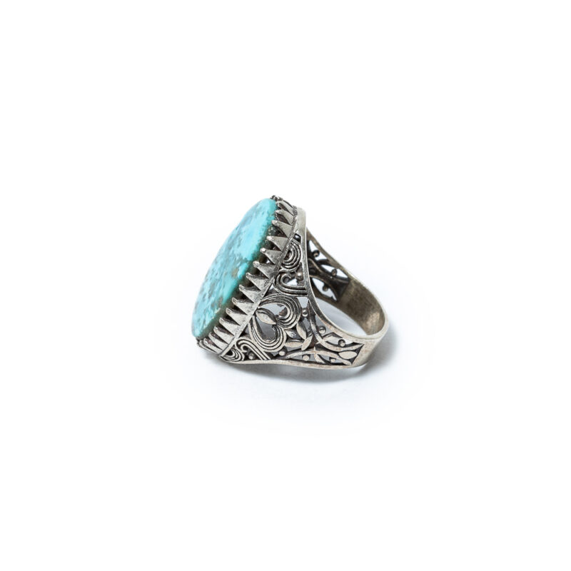 Silver Afghani Turquoise Stones Ring - Image 3