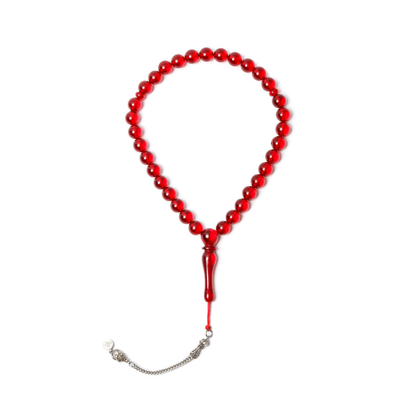 Pressed Baltic amber rosary dark red