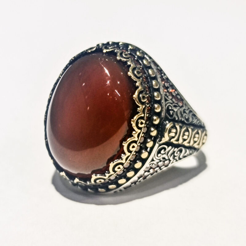 925 silver yamani garnet ( Aqeeq ) ring in Dubai - Image 3