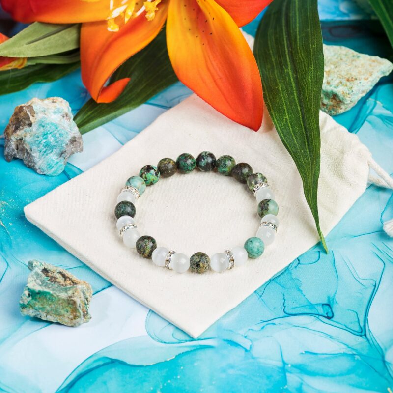 African Turquoise & Selenite 'Destiny' Bracelet - Image 5