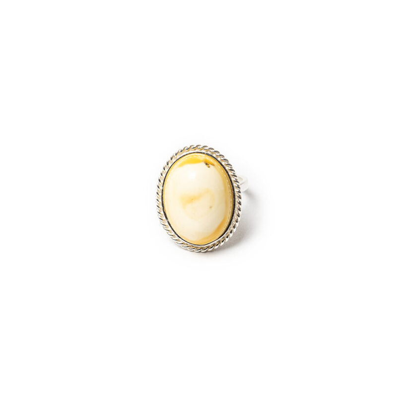 Natural white amber from Poland  Ring