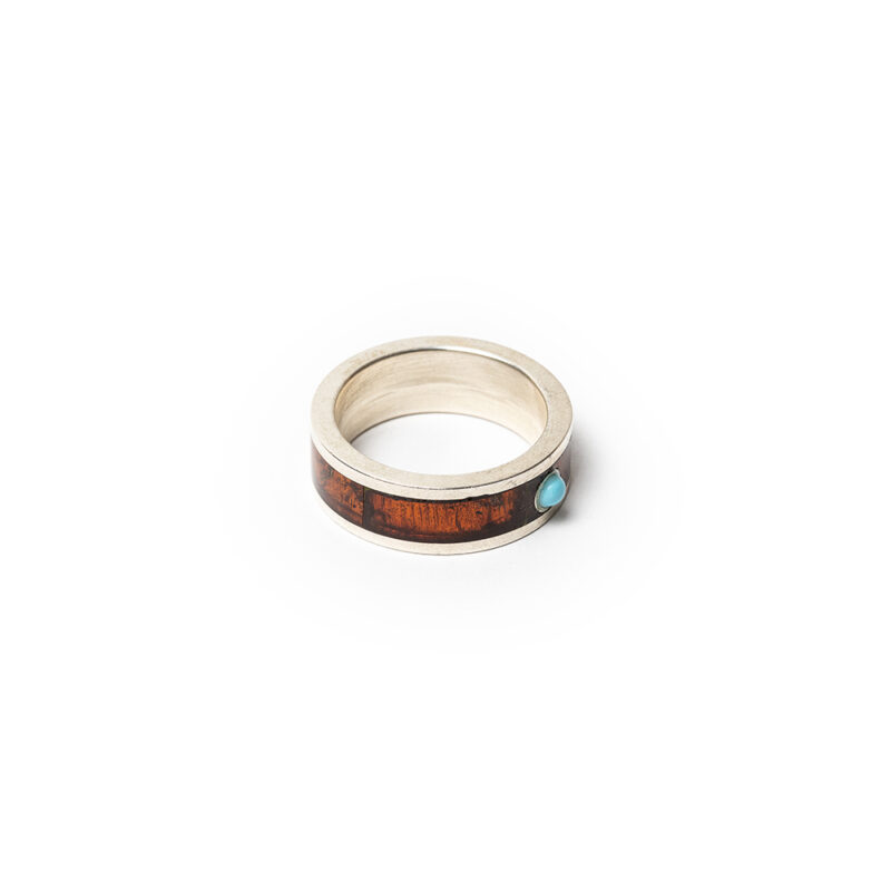 Unisex ring silver 925 covered with Polish amber and small stone of turquoise - Image 3