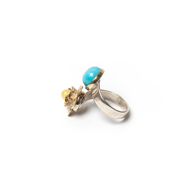 Amber and turquoise stone ring - Image 2