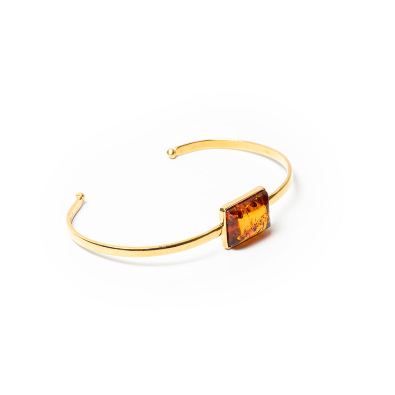 Gold plated bracelet  With big amber cognac stone - Image 2