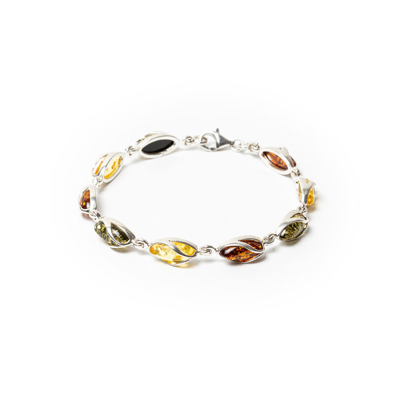 Natural Baltic Amber bracelet with mixed colors stones