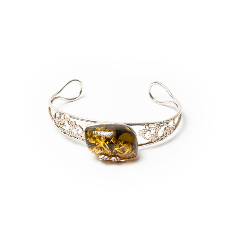 Adjustable bracelet with natural Polish amber stone