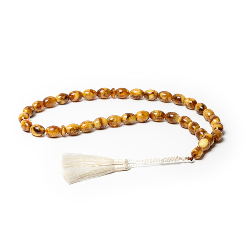 Lithuanian Baltic Amber rosary with White Tassel - Image 3