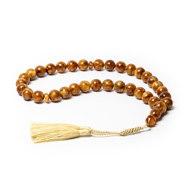 Lithuanian Baltic Amber rosary with yellow tassel - Image 2