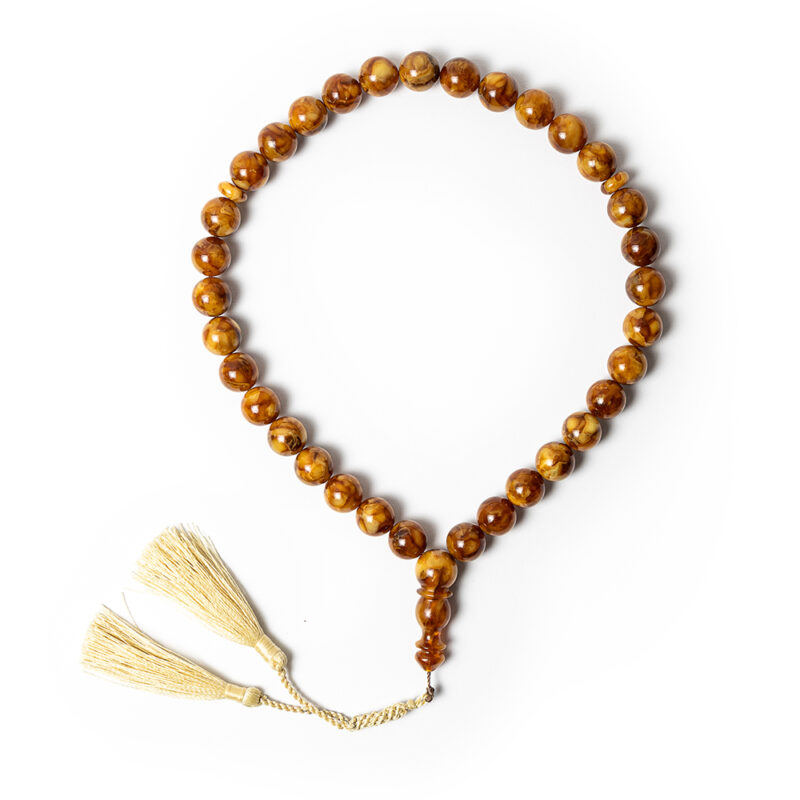 Lithuanian Baltic Amber rosary with yellow tassel