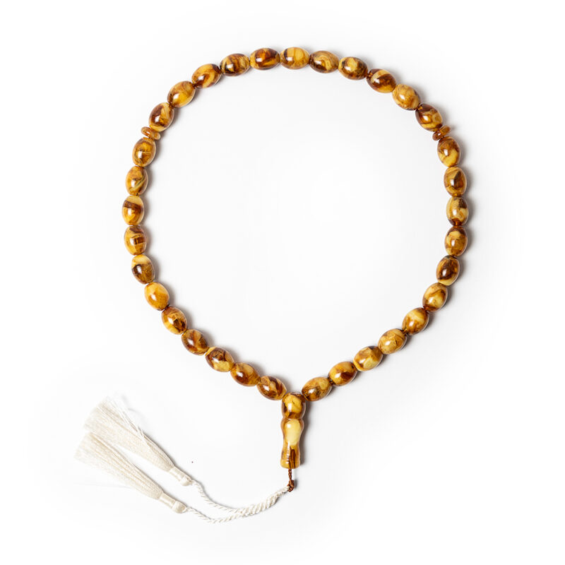 Lithuanian Baltic Amber rosary with White Tassel