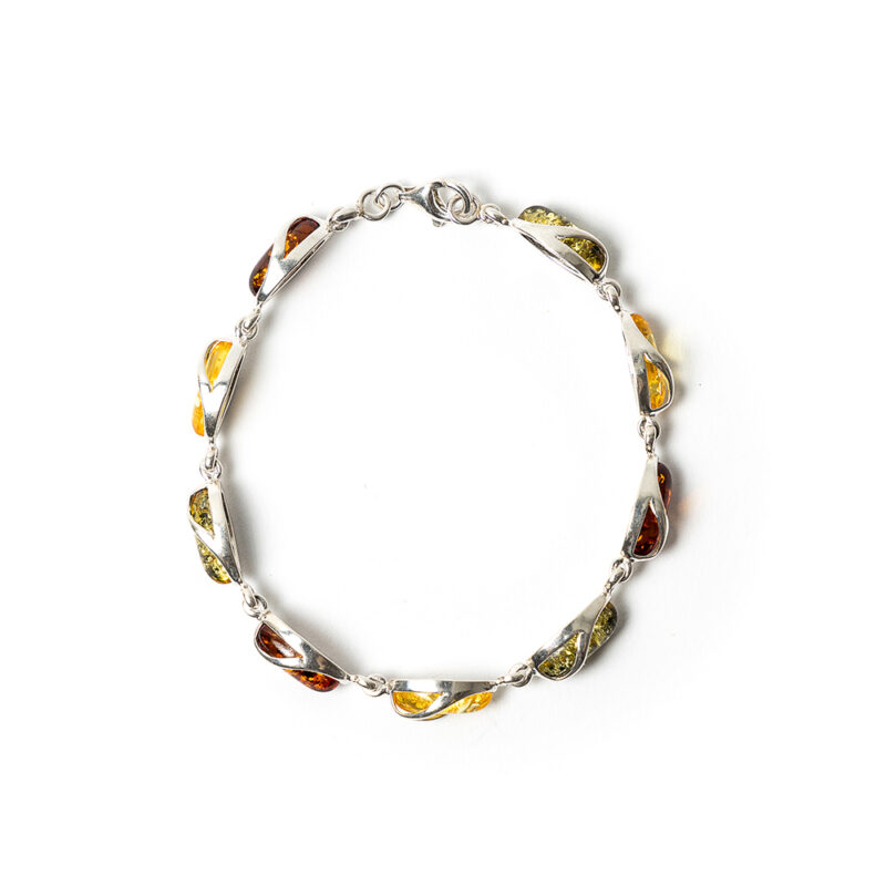 Natural Baltic Amber bracelet with mixed colors stones - Image 2