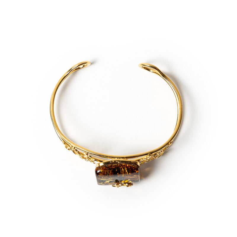 Gold plated adjustable bracelet Polish amber stone - Image 4